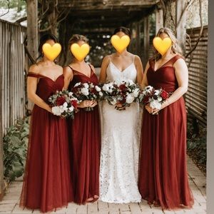 Adifa Burgundy Tulle Gown - For You Dress - bridesmaid or prom